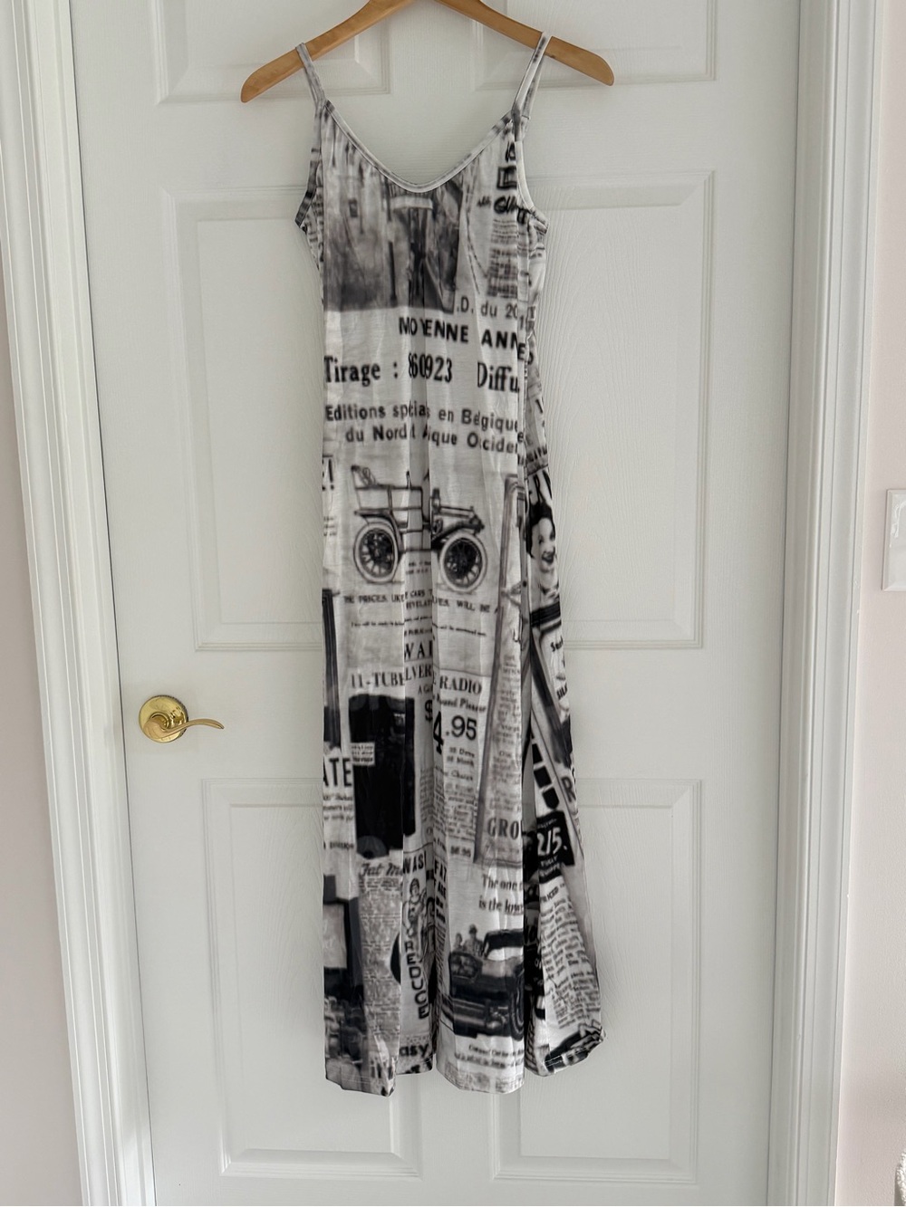 Women's Newspaper Print Slip Dress in Black & White